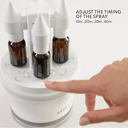 Smart Aromatherapy Waterless Oil Diffuser with WiFi Capability and App – Combine and Diffuse up to 4 Bottles of Essential Oils Simultaneously – No Water, No Mess (Light Bamboo)