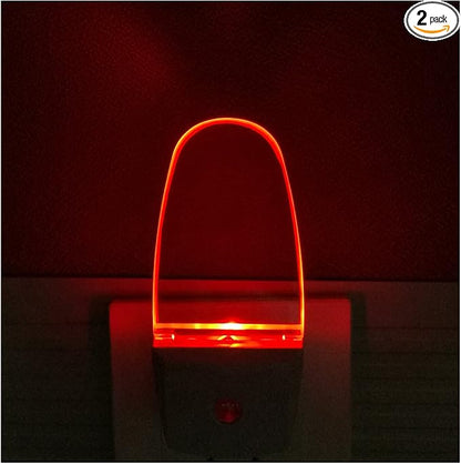 GREENIC Red Plug in LED Night Light 2 Pack Dusk to Dawn Sensor for Bedroom, Bathroom, Kitchen, Hallway