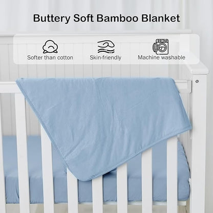 BubblePanda Rayon Made from Bamboo Baby Blanket for Boys Girls Neutral Soft Crib Blanket Toddler Quilt Comforter Newborn Nursery 30 x 40 Inch Blue