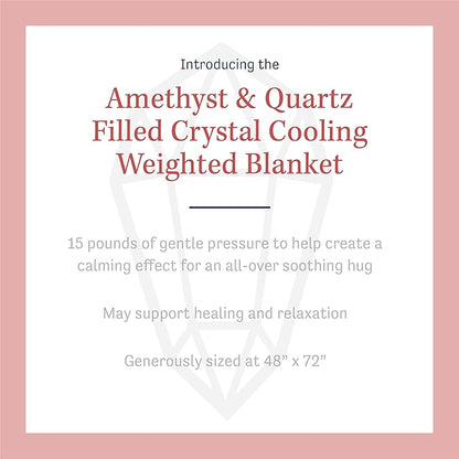 Dream Lab Amethyst and Quartz Crystal Cooling Reversible Weighted Blanket with Removable Cover, 15 Pounds, Soft Pink