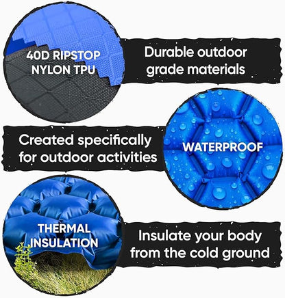 POWERLIX Camping Sleeping Pad - Ultralight Inflatable Camping Mattress Sleeping Mat for Backpacking, Hiking, Compact Lightweight Sleeping Pad for Camping, Inflation Bag/Repair Kit Included