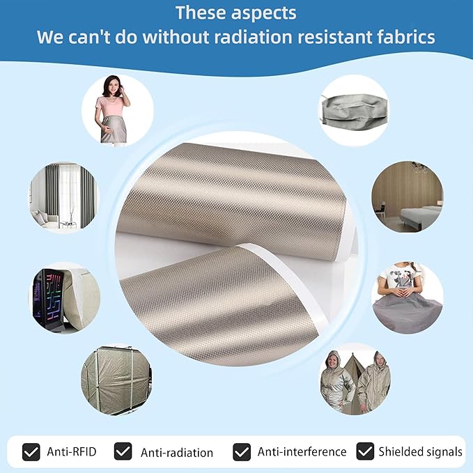 Faraday Fabric with Adhesive Backing 43" x 157.4" + Faraday Tape | Military Grade RFID Shielding Cloth | Block 5G Signals/Anti-Theft Brush | Privacy Protection for Wallet/Passport (43in W*157.4in L)
