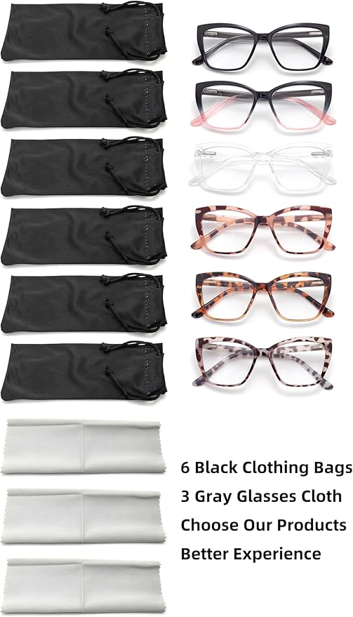 3-Pack Reading Glasses for Women, Oprah Style Frame Spring Hinge Readers Blue Light Blocking Glasses