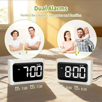 Digital Alarm Clock for Bedroom - Large 4.8" LED Display, Dual Alarm, 100% Dimmer, DST, Battery Backup, Simple Desk Clock for Bedside, Seniors, Kids, Teens
