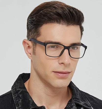 JJWELL 3 Pack Reading Glasses for Men Blue Light Blocking with Spring Hinge, Anti Eyestrain/Dryness/UV Large Wide Square Readers for Men, Two Tone Computer Reader Glasses Eyeglass(2.5 Strength)