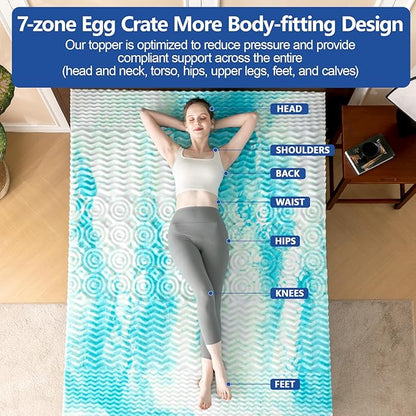 4 Inch Queen Size Firm Mattress Topper with Silk Cover, Premium Cooling Gel+ Bamboo High-Density Memory Foam Mattress Topper, for Pain Relief