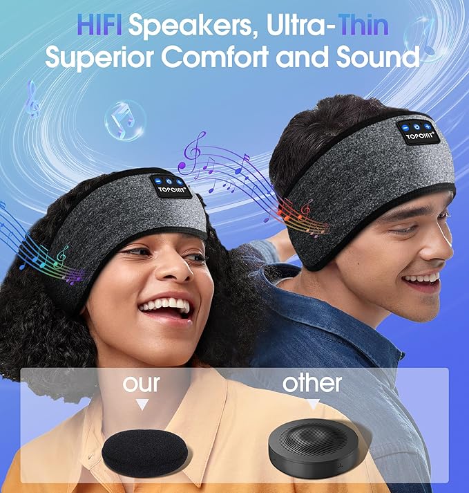 5.4, TOPOINT Sports Headband Earphones Sleeping Bluetooth Wireless with USB C for Women Men Sports Gifts Workout Jogging Yoga Insomnia Air Travel Meditation
