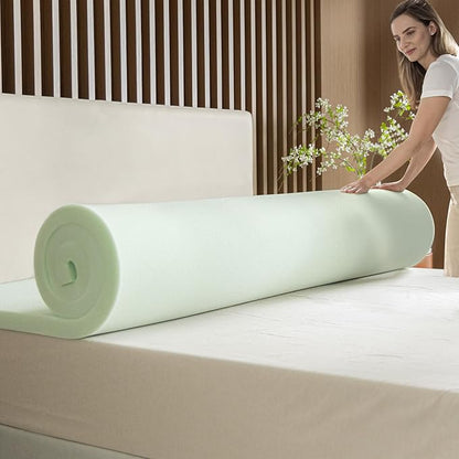 ZINUS 2 Inch Green Tea Memory Foam Mattress Topper, Pressure-Relieving Layer, Ideal for Back Pain Relief, Compact WONDERBOX Packaging, CertiPUR-US Certified, Queen
