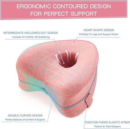 BEAUTRIP Leg Pillow | Ergonomic Side Sleeping Pillows | Memory Foam Knee Pillow with Strap for Side Sleeper | Leg Support Cushion with Removable and Washable Cover