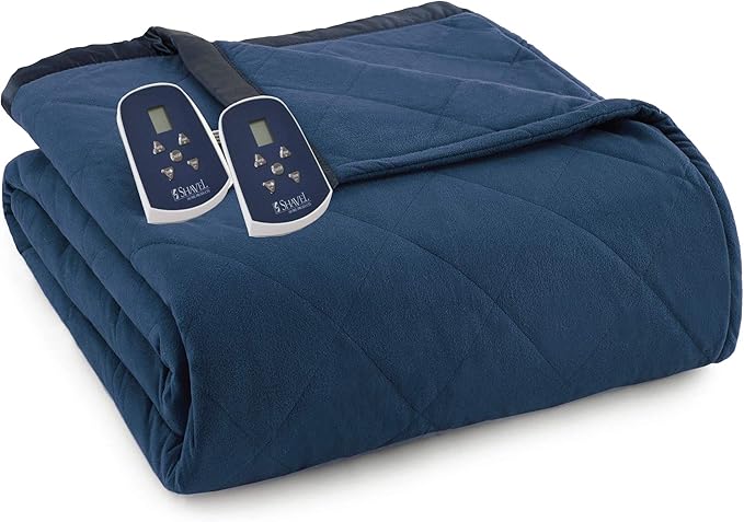 Thermee Micro Flannel Blanket Queen Size Heated Blanket with 10 Settings, Programable Heating Blanket, Luxuriously Soft Heated Throw Blanket, Rapid Heating Thermal Blanket, Warm Blanket - Ultramarine