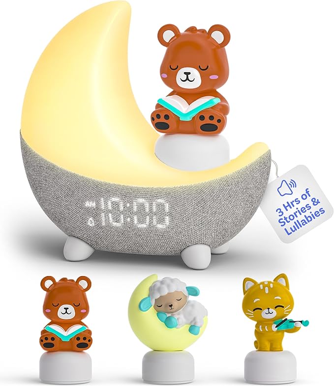 Move2Play, Dozi Sound Machine | Cute Sleep Toy + Sound Machine | 3+ Hrs Thoughtfully Made Bedtime Content | Moonlight Night Light with Changing Colors | Gentle OK-to-Wake Wake-Up