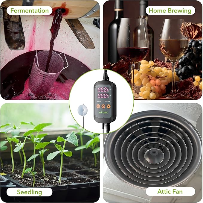 BN-LINK Smart WiFi Digital Temperature Controller Heating Cooling, Works with Alexa and Google Home. For Reptiles Aquarium Carboy Homebrew Breeding Fermenter Seed Germination °C/°F -40-176°F 15A/1875W