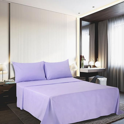 4 Piece Bed Sheet Set (Full,Lavender) 1 Flat Sheet,1 Fitted Sheet and 2 Pillow Cases,Brushed Microfiber Luxury Bedding with Deep Pockets