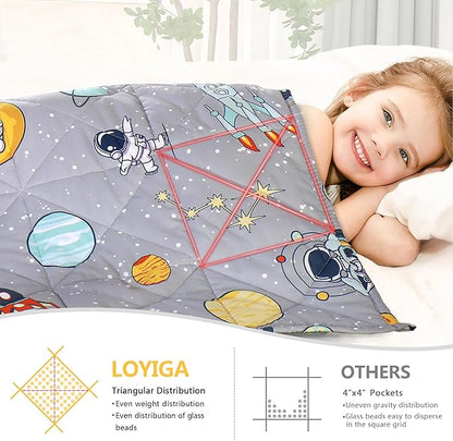 LOYIGA Weighted Blanket with Removable Duvet Case 5lbs 36” x 48”,Reversible Heavy Blanket (Grey)