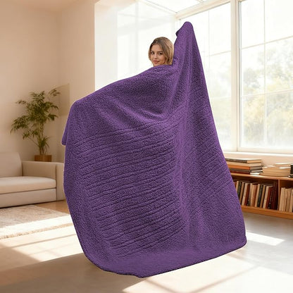 Electric Heated Blanket Full Size 72"×84" with 9 Heating Levels & 1-10Hs Auto Off，Double Sided Plush Sherpa, Energy Efficient, Machine Washable, for Couch & Bed, Dark Purple