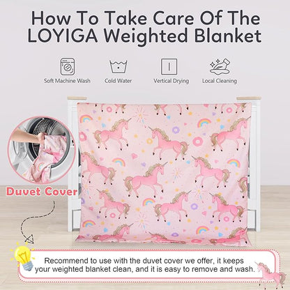 LOYIGA Weighted Blanket with Removable Duvet Case 3lbs 36” x 48”,Reversible Heavy Blanket (Pink)