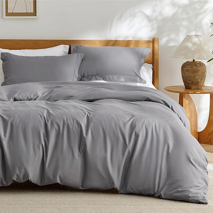 Bedsure Duvet Cover Oversized Queen Size - Soft Double Brushed Bedding Set for Kids & Adults, Zipper Closure, 3 Pieces, Includes 1 Duvet Cover (98"x98") & 2 Pillow Shams, NO Comforter, Grey