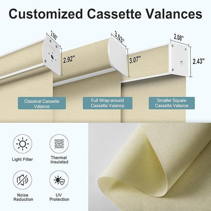 Motorized Blinds with Remote,Light Filtering Smart Roller Shades with App,Voice Control,Thermal Insulated Automatic Blinds,Electric Shades with USB/Solar Pannel.Filter Linen Beige