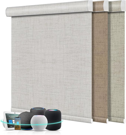 Aprilsmart Motorized Blinds with Remote,Compatible with Apple HomeKit Alexa Google Home- Voice and app Control,Motorized Roller Shades 100% Blackout Custom Size(Vigor Cream-08)