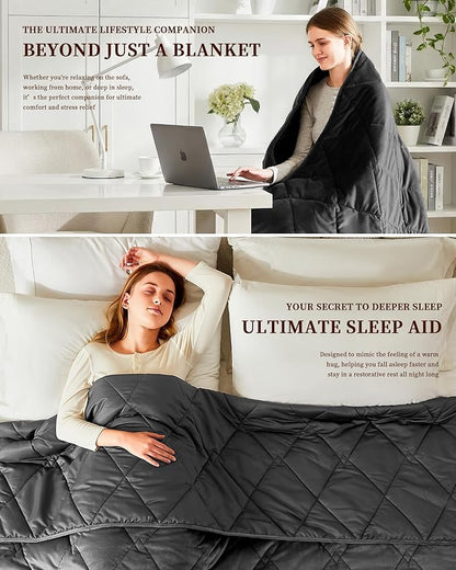 L'AGRATY Queen/King Size Weighted Blanket for Adults 20lbs, 80"x87" — Cooling Breathable Heavy Blanket with Glass Beads for Sleeping Perfect Hot Sleepers & Couples Machine Washable All-Season Grey