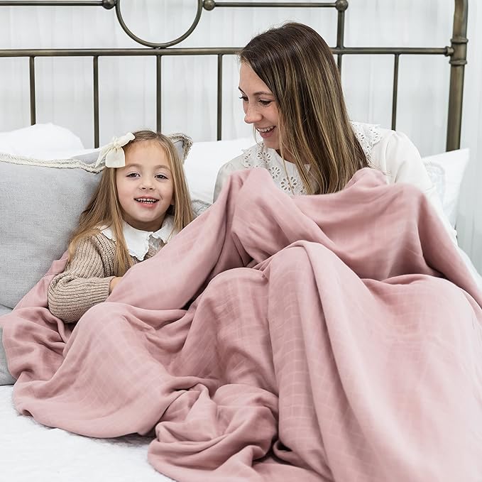 Natemia XL Muslin Baby Blanket - Ultra Soft, Breathable Baby Blankets for Girls, Boys, Parents - Newborn Essentials - Multi-Purpose Stroller Cover, Play Mat, Snuggly Throw Blanket - Cotton Rayon Blend
