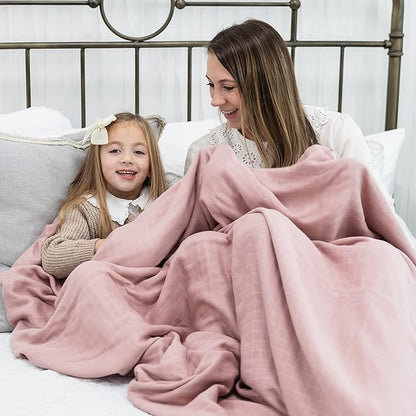 Natemia XL Muslin Baby Blanket - Ultra Soft, Breathable Baby Blankets for Girls, Boys, Parents - Newborn Essentials - Multi-Purpose Stroller Cover, Play Mat, Snuggly Throw Blanket - Cotton Rayon Blend