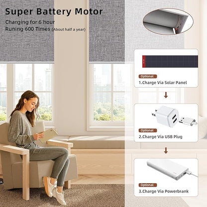 Motorized Roller Shade: Blackout, Electric Blinds, Compatible with Alexa/Google Home/Apple Homekit, Cozy Midnight