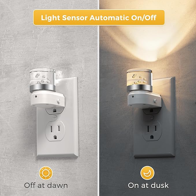 L LOHAS LED Night Light, Night Lights Plug into Wall, 3000K Soft Light LED NightLights, Built in Dusk to Dawn Sensor Bubble Wall light for Hallway, Bathroom, Rooms