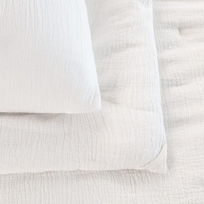Hombys 100% Cotton Muslin Oversized King 120x120, Lightweight and Breathable Down Alternative, Soft Gauze Summer Bed Comforter, Off White Reversible Fluffy Duvet Insert