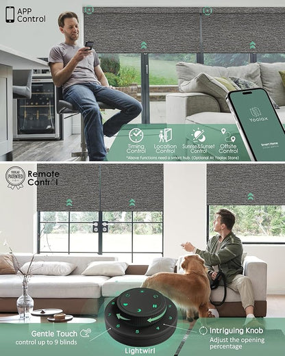 Yoolax Motorized Blinds with Remote, Smart Blinds for Windows Blackout Automatic Shades Compatible with Alexa Remote Control Roller Window Shades with Valance, Custom Size (V-Rock Stripe)