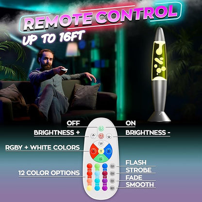 16" LED Liquid Motion Lamp with Remote Control – 17 Color Changing Decorative Mood Light for Bedroom, Living Room or Office – Christmas Retro Sensory Lamp with 4 Modes & Relaxing Ambient Lighting