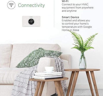 Bosch Thermotechnology Bosch Connected BCC50 Wi-Fi Thermostat-Compatible with Alexa and Google Assistant, All-in-One, Touch Screen, Safety Control, Smart Home, White