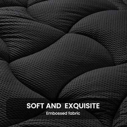 SLEEP ZONE King Size Cooling Mattress Topper, Premium Zoned Cool Mattress Pad Cover, Padded Mattress Protector Breathable Washable, Deep Pocket 8-21" (Black, King)