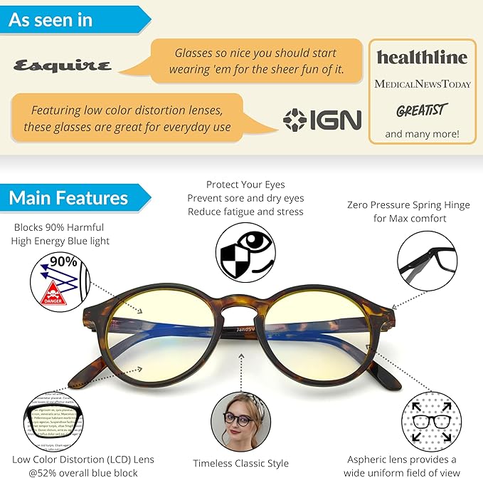 J+S Blue Light Reading Glasses for Women Men | 3 in 1 Readers Block Harmful Blue-Light 100% UVA UVB | 1.0+ to 3.0+ Diopter