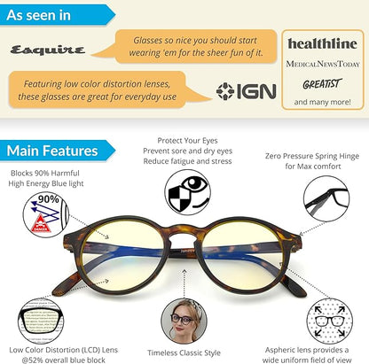 J+S Blue Light Reading Glasses for Women Men | 3 in 1 Readers Block Harmful Blue-Light 100% UVA UVB | 1.0+ to 3.0+ Diopter