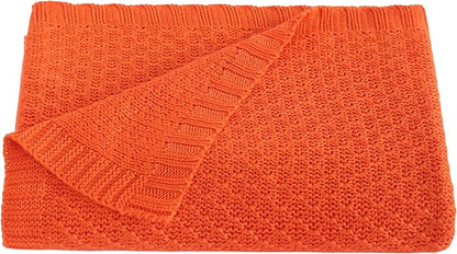NTBAY Cable Knit Cooling Toddler Blanket, Soft and Breathable Baby Blanket 30x40 Inches Made from Rayon Derived from Bamboo for Crib, Stroller, Nursery, Orange