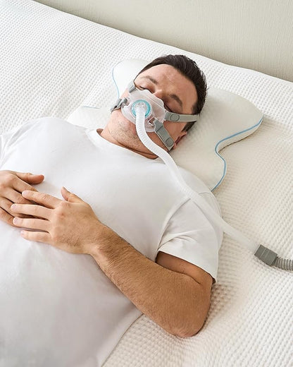 Travel Memory Foam CPAP Bed Pillow for Side & Back Sleepers, Portable Sleep Apnea Pillow with Storage Bag for All CPAP Masks Users, Washable Neck Support Pillow for Hotels Camping
