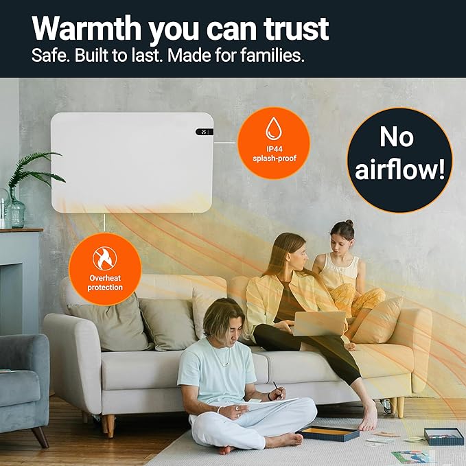 Könighaus 450W Smart Dual Space Heater – Wall heater and mobile use – WiFi App Control & Remote – Includes Towel Rack, Stand Feet & Mounting Kit – Color: White