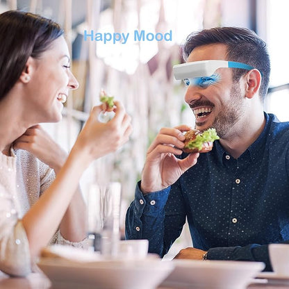 Light Therapy Glasses with Travel Case, Blue Light Therapy and Daylight LED Sunlight, Wearable UV-Free Happy Lamp, Natural Relief for Good Sleep, Happy Mood, Boost Energy and Jet Lag