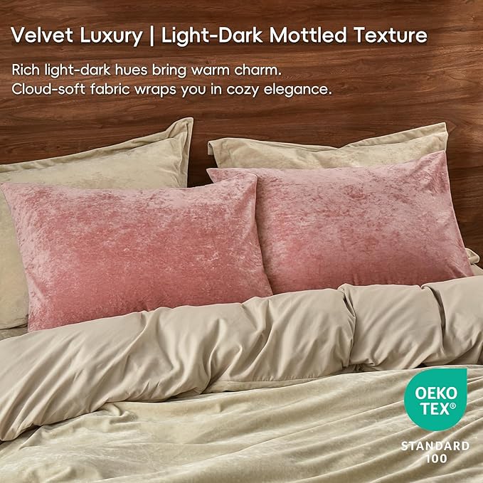 PHF Truly Velvet Pillowcases Standard Size, No Insert, 2 Pack Ultra Soft Breathable Pillow Shams Covers with Envelope Closure, 20" X 26" Luxury Cozy Warm Fuzzy Flannel, Pink