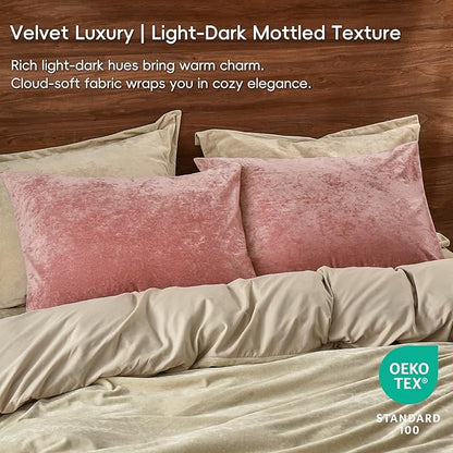 PHF Truly Velvet Pillowcases King Size, No Insert, 2 Pack Ultra Soft Breathable Pillow Shams Covers with Envelope Closure, 20" X 36" Luxury Cozy Warm Fuzzy Flannel, Pink