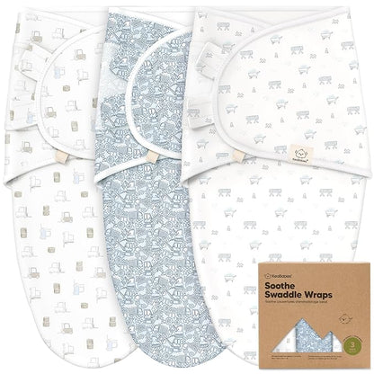 3-Pack Organic Baby Swaddle Sleep Sacks - Swaddles for Newborns, Infant 0-3 Months, Baby Girls, Boys, Soft & Snug Newborn Sleep Sack, Nursery Swaddling Blankets (Excavation, OS)