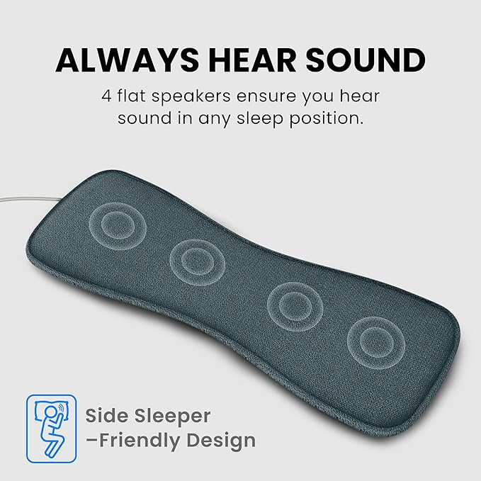 Avantree Slumber 2 – Bluetooth Pillow Speaker for Sleeping with 4 Flat Speakers, Remote Control and Sleep Timer, Built-in White Noise, Soft & Comfortable Design for Side Sleepers, Podcasts & Audiobook