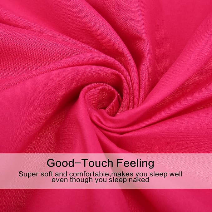 4 Piece Bed Sheet Set (Queen,Hot Pink) 1 Flat Sheet,1 Fitted Sheet and 2 Pillow Cases,Brushed Microfiber Luxury Bedding with Deep Pockets