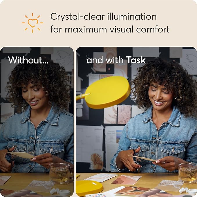 Lumie Task - 10,000 Lux Adjustable Bright Light Therapy Desk Lamp for Mood and Energy Boost and Winter Blues Relief, Crystal Clear Illumination and Maximum Visual Comfort - Golden Yellow