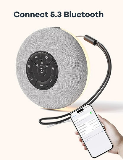 Portable Sound Machine, Long Battery with Loud Bluetooth Speaker, 39 Special Soothing Sounds, White Noise Sound Machine for Sleeping