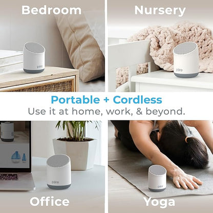 Pure Enrichment Wave Mini Travel Sound Machine - 6 Soothing Sounds Including White Noise, Seamless Loop Audio, Rechargeable Battery, 48 Hour Run Time, Optional Timer, and Storage Bag