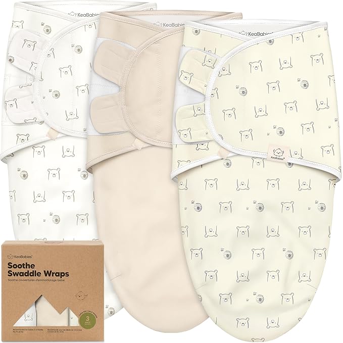 3-Pack Organic Baby Swaddle Sleep Sacks - Swaddles for Newborns, Infant 3-6 Months, Baby Girls, Boys, Soft & Snug Newborn Sleep Sack, Nursery Swaddling Blankets (Bumble Bear, L)