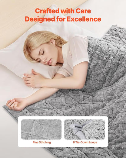 VEVOR Weighted Blanket, 20 lbs, 60 x 80 in Queen Size, Sherpa Fleece Heavy Blanket with Glass Beads, Soft Warm Cozy Fluffy Touch, for 200-250 lbs Adults, Improve Sleep Quality, Grey