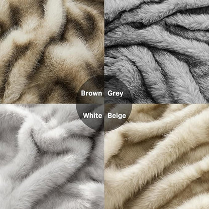 Heated Electric Blanket Twin, Octrot 60"X80" Faux Fur Heating Blanket Luxury Christmas Gifts Heavy Plush with 10 Heats Levels & 8 Hours Auto Off,Super Cozy Warm Fuzzy,Fluffy Decor Winter Warming,Beige